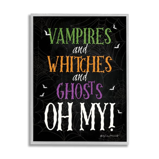 Stupell Industries Vampires Witches Ghosts Phrase Framed Giclee Art
